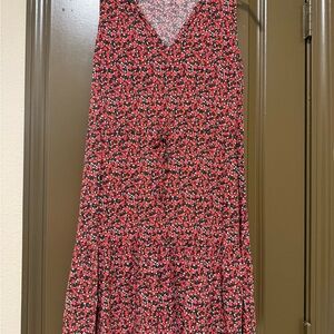 GAP Red and Black Floral Midi Dress